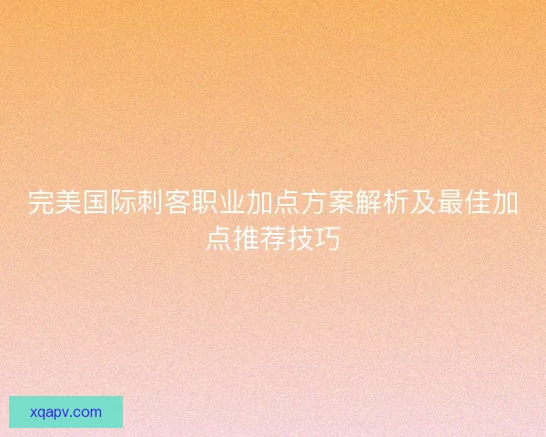 完美国际刺客职业加点方案解析及最佳加点推荐技巧