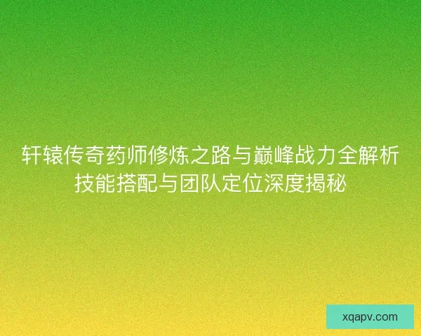 轩辕传奇药师修炼之路与巅峰战力全解析技能搭配与团队定位深度揭秘